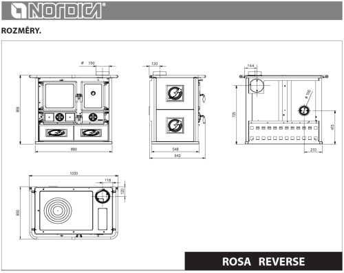 LA NORDICA sporák na dřevo Rosa Reverse